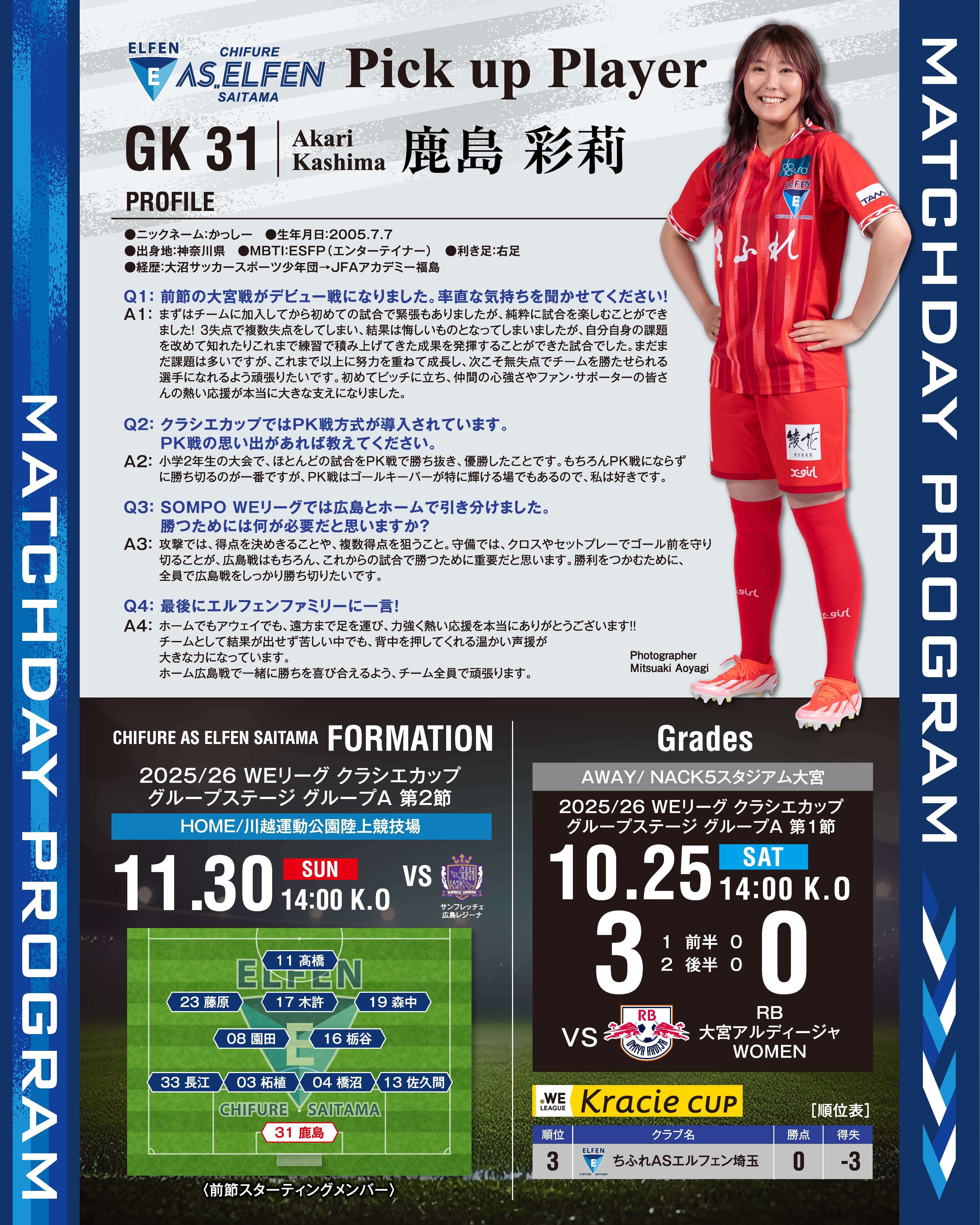 Match Day Program ニュース | MATCH DAY PROGRAM|2025.11.30 vol.07